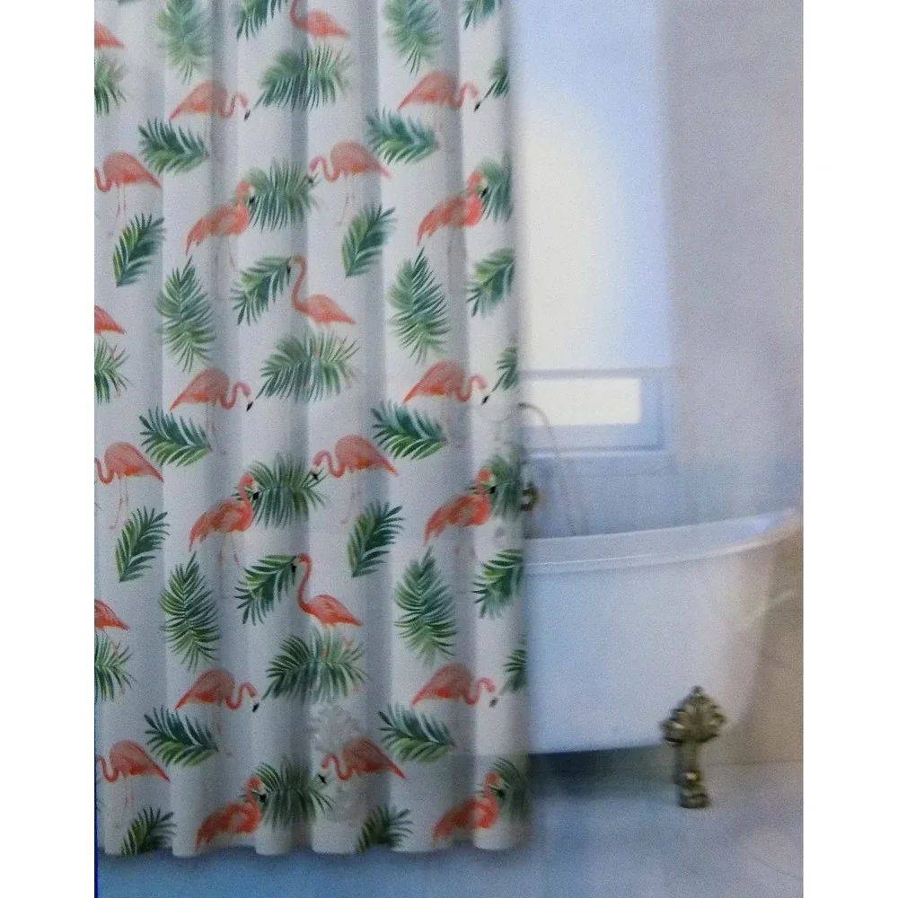 NEW Flamingo Shower Curtain 100% PEVA PVC Free Florida Home